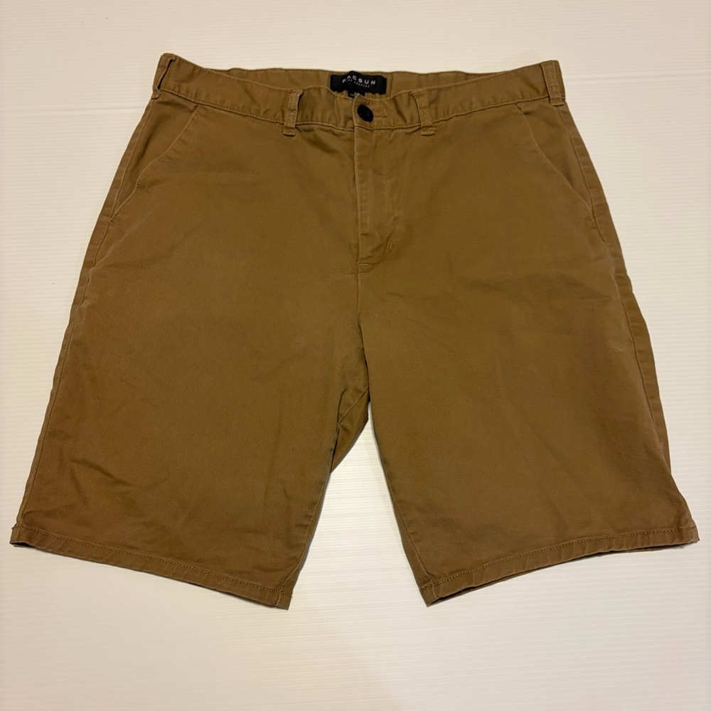 PacSun Men’s Brown Khaki Chino Shorts Size 33 Cotton Stretch Casual